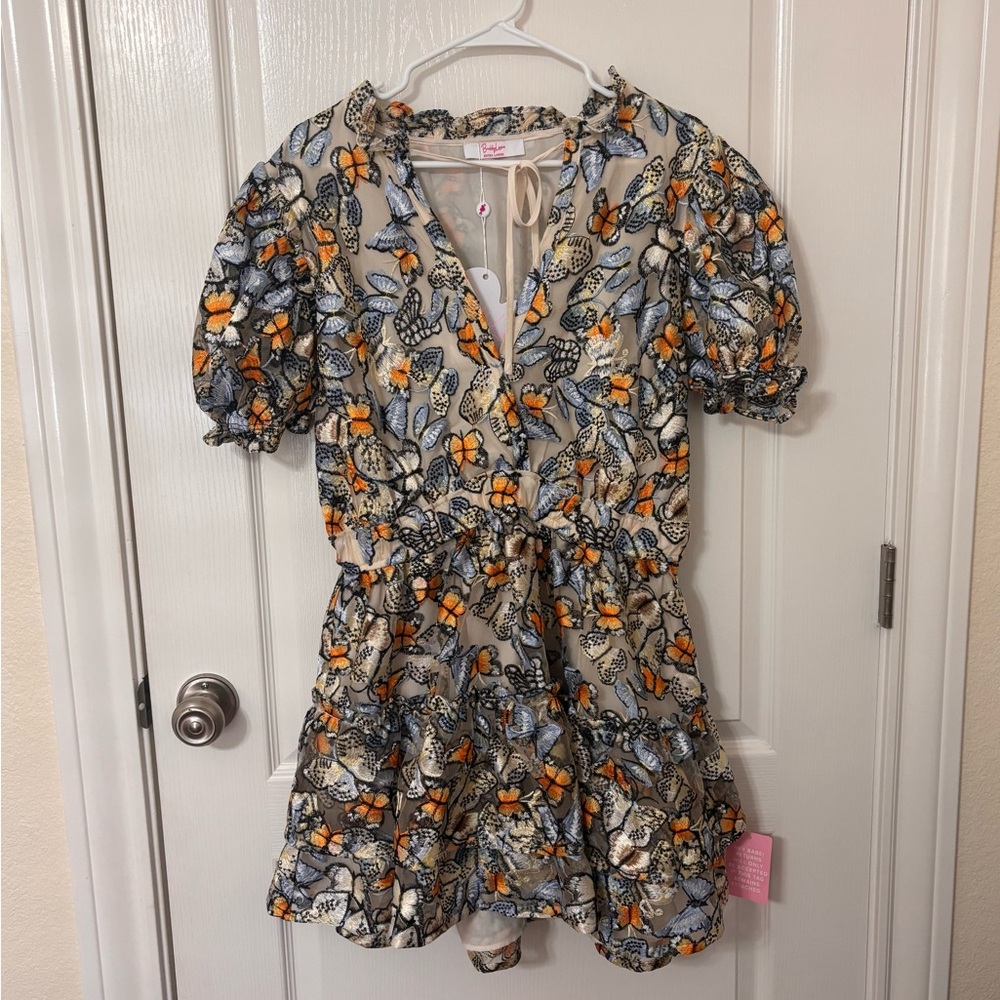 Buddy Love Mini Dress with Butterfly Print - Orange and Blue- NWT